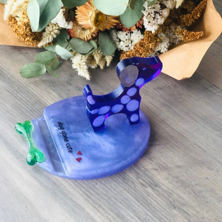Colorful Resin Dog Phone Stand - Perfect Gift for Dog Lovers